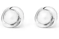 Moderner Perlenohrstecker weiß rund 7-7.5 mm, Einfassung 